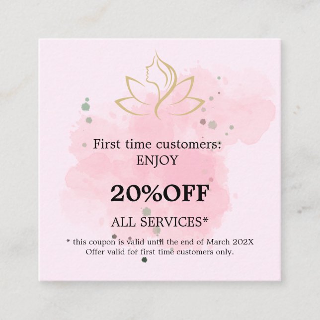 Tarjeta De Descuentos Elegant gold and black beauty salon (Anverso)