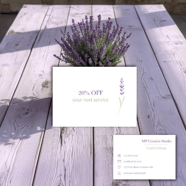 Tarjeta De Descuentos Elegant Lavender Sprig Botanical Design (Subido por el creador)