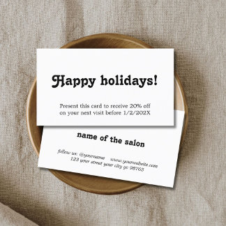 Tarjeta De Descuentos Elegant Simple Black White Bold Holiday Coupon