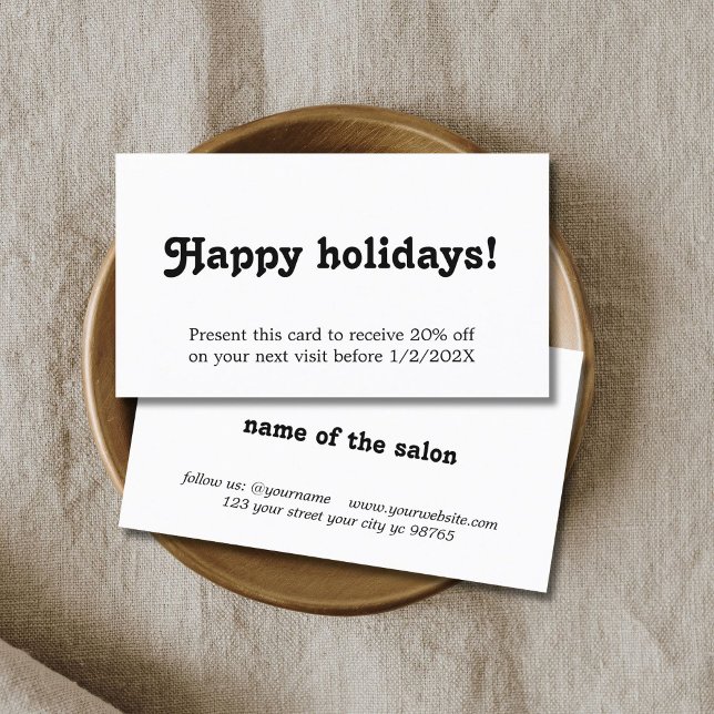 Tarjeta De Descuentos Elegant Simple Black White Bold Holiday Coupon (Subido por el creador)