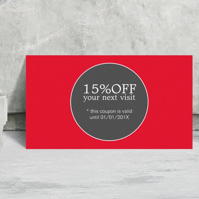 Tarjeta De Descuentos Elegante Belleza Gris Rojo Simple (Subido por el creador)