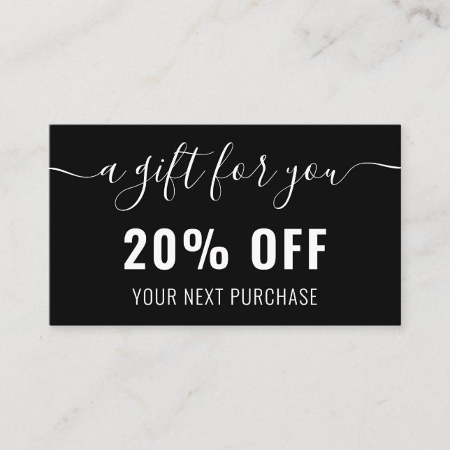 Tarjeta De Descuentos Elegante código QR blanco negro Lealtad de promoci (Anverso)