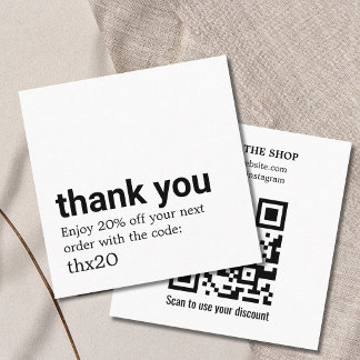 Tarjeta De Descuentos Elegante Código QR de Agradecimiento Limpio y Dest