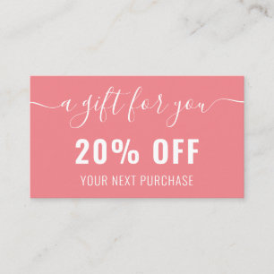 Tarjeta De Descuentos Elegante código QR Promo de negocio Lealtad rosa B