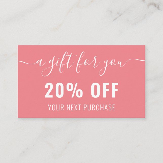 Tarjeta De Descuentos Elegante código QR Promo de negocio Lealtad rosa B (Anverso)