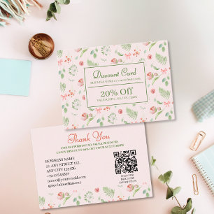 Tarjeta De Descuentos Elegante color de agua rosada Festividad del patró