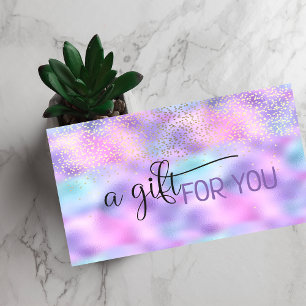 Tarjeta De Descuentos Elegante Confeti Holográfico Irisado