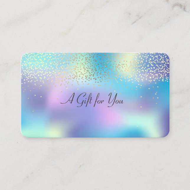Tarjeta De Descuentos Elegante Confetti de Oro Moderno Holográfico brill (Anverso)