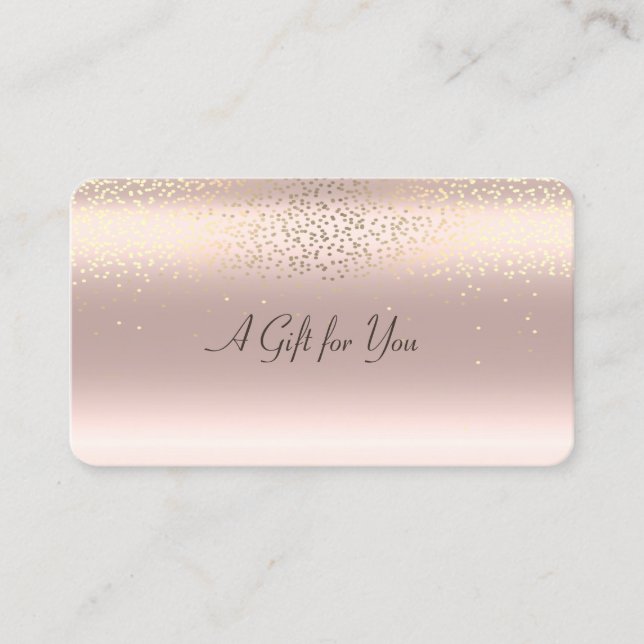 Tarjeta De Descuentos Elegante Confetti de oro moderno Rosa brillante de (Anverso)