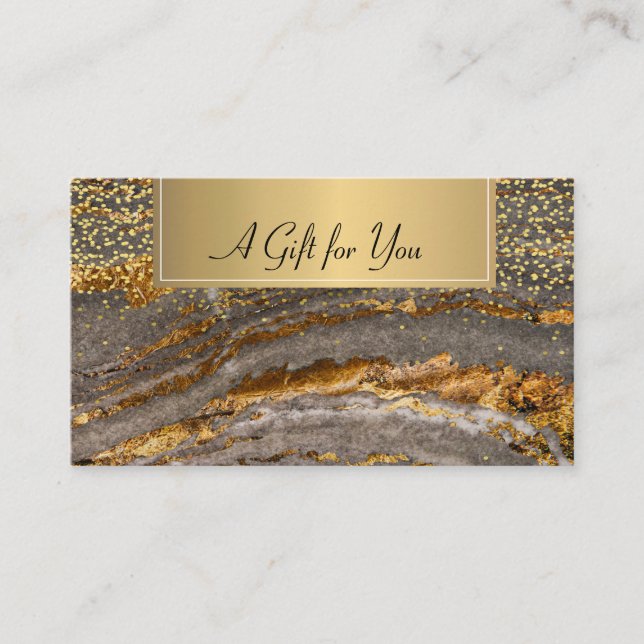 Tarjeta De Descuentos Elegante Confetti de oro profesional de mármol (Anverso)