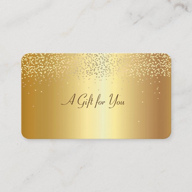 Tarjeta De Descuentos Elegante Confetti Faux Gold (Anverso)