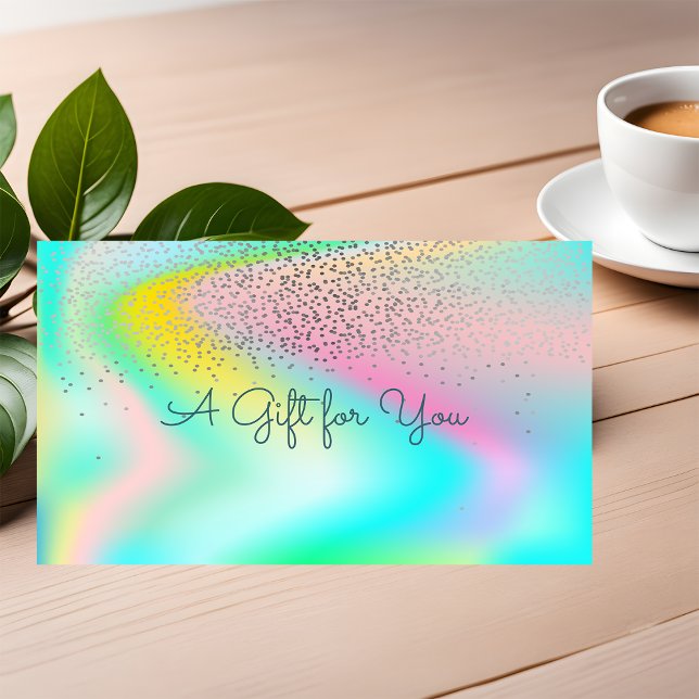 Tarjeta De Descuentos Elegante confetti moderno arcoiris holográfico (Subido por el creador)