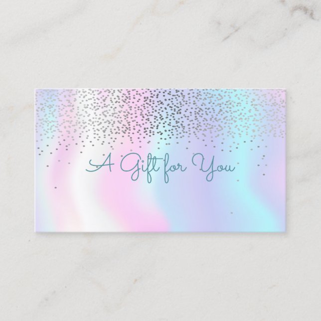 Tarjeta De Descuentos Elegante Confetti Moderno Holográfico brillante (Anverso)