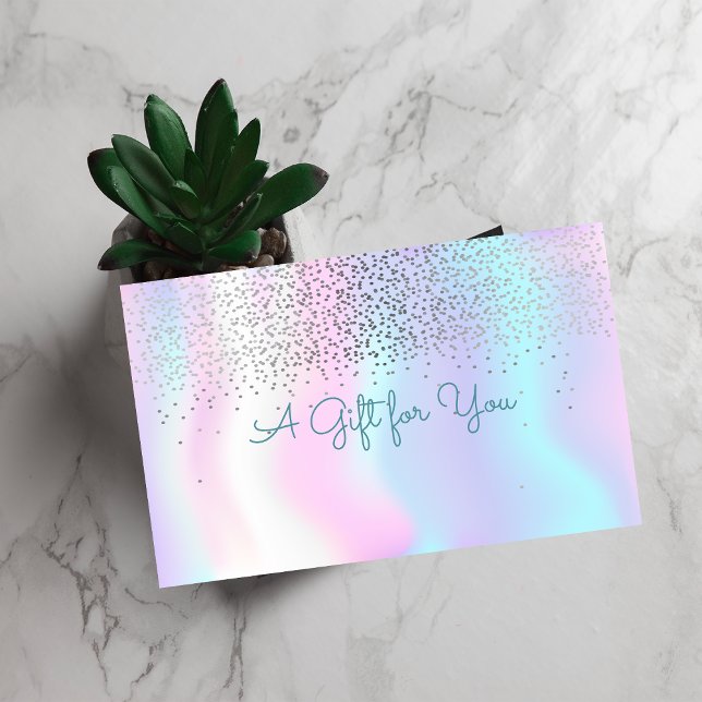 Tarjeta De Descuentos Elegante Confetti Moderno Holográfico brillante (Subido por el creador)