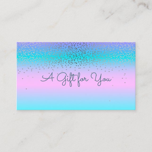 Tarjeta De Descuentos Elegante Confetti Moderno Holográfico Ombre (Anverso)
