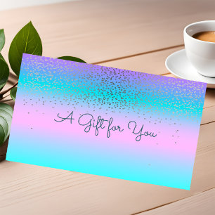 Tarjeta De Descuentos Elegante Confetti Moderno Holográfico Ombre