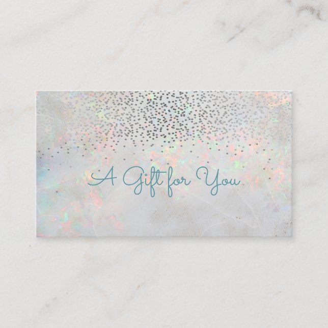 Tarjeta De Descuentos Elegante confetti moderno opal holográfico (Anverso)