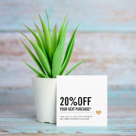 Tarjeta De Descuentos Elegante Corazón Faux Gold de la Línea Blanca Negr