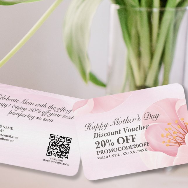 Tarjeta De Descuentos Elegante Día de la Madre Floral Rosa (Subido por el creador)