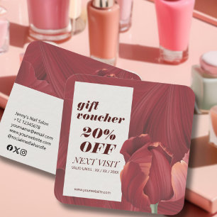 Tarjeta De Descuentos Elegante Estilo Rojo Abstracto Patrón Nail Makeup