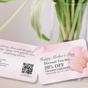 Tarjeta De Descuentos Elegante Floral Rosa Día de la Madre 