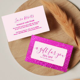 Tarjeta De Descuentos Elegante Glitter Rosa Chic