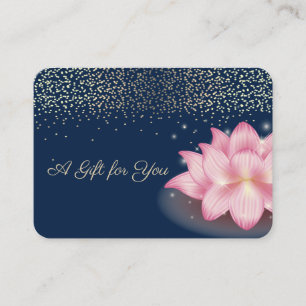 Tarjeta De Descuentos Elegante Loto Violeta,Confeti,Azul Marino