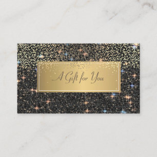 Tarjeta De Descuentos Elegante lujo moderno negro brillo, Confeti