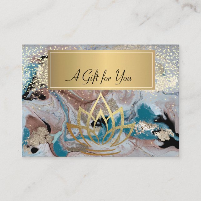 Tarjeta De Descuentos Elegante Marble Profesional Gold Lotus Confetti (Anverso)