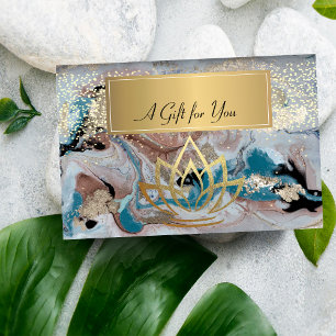 Tarjeta De Descuentos Elegante Marble Profesional Gold Lotus Confetti
