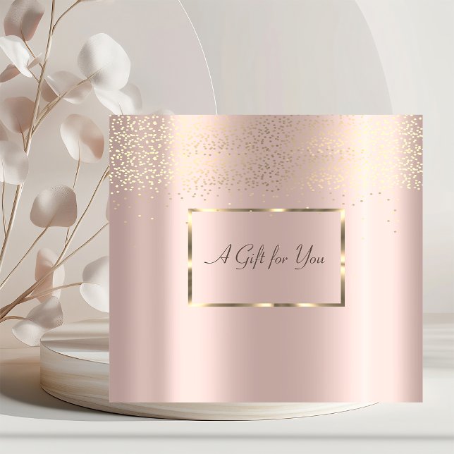 Tarjeta De Descuentos Elegante marco de oro, confeti rosa dorado (Subido por el creador)