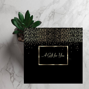 Tarjeta De Descuentos Elegante marco moderno de oro, confeti