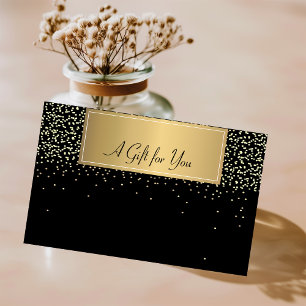 Tarjeta De Descuentos Elegante Moderno, Confeti Dorado Negro