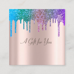 Tarjeta De Descuentos Elegante moderno Rosa dorado, gotas de brillo de