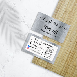Tarjeta De Descuentos Elegante plata metálica