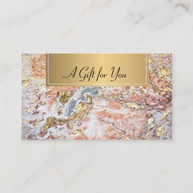 Tarjeta De Descuentos Elegante Profesional Colorful Marble Gold Confetti (Anverso)