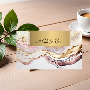 Tarjeta De Descuentos Elegante profesional mármol rosa confeti dorado
