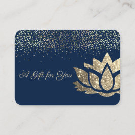 Tarjeta De Descuentos Elegante Purpurina de oro Lotus, Confetti, Azul ma