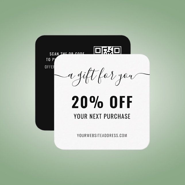 Tarjeta De Descuentos Elegante QR Code Lealty Business Promo Blanco Negr (Subido por el creador)