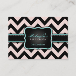 Tarjeta De Descuentos Elegante Regalo Pastel Rosa y Chevron Negro