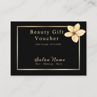 Tarjeta De Descuentos Elegante Voucher de Regalo de Salón de Belleza Neg