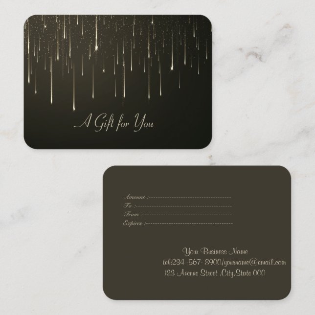 Tarjeta De Descuentos Elegantes gotas de oro modernas (Anverso / Reverso)