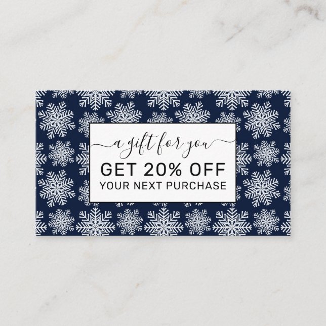 Tarjeta De Descuentos Espectáculo de Snowflakes con el blanco de inviern (Anverso)