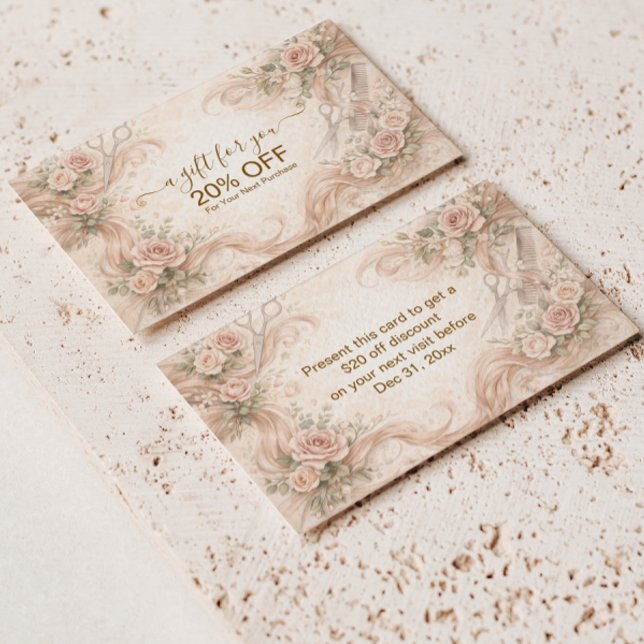 Tarjeta De Descuentos Estudio de cabello Rosa Rubor Ilustración (Subido por el creador)