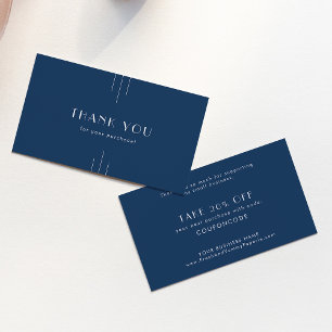 Tarjeta De Descuentos EVERLY Art Deco Azul Marino Agradecimiento Comerci