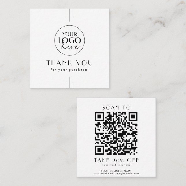 Tarjeta De Descuentos EVERLY Art Deco Business Logo QR Code Thank You (Anverso / Reverso)