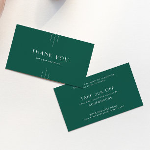 Tarjeta De Descuentos EVERLY Art Deco Esmeralda Verde Negocio Gracias