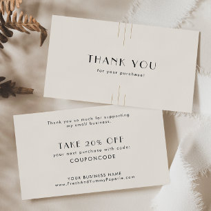 Tarjeta De Descuentos EVERLY Art Deco Marfil Negro Agradecimiento Comerc