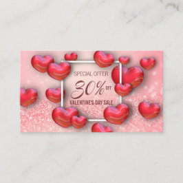 Tarjeta De Descuentos Feliz Día de San Valentín, Purpurina de corazones 