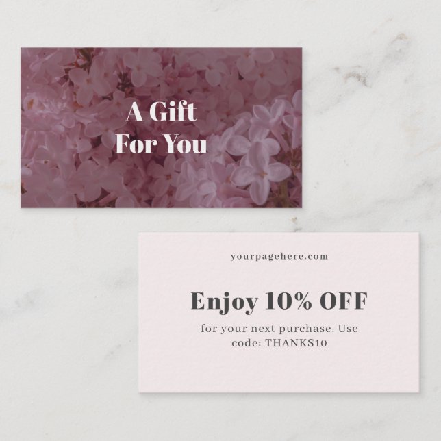 Tarjeta De Descuentos Feminine and romantic pink lilac  (Anverso / Reverso)